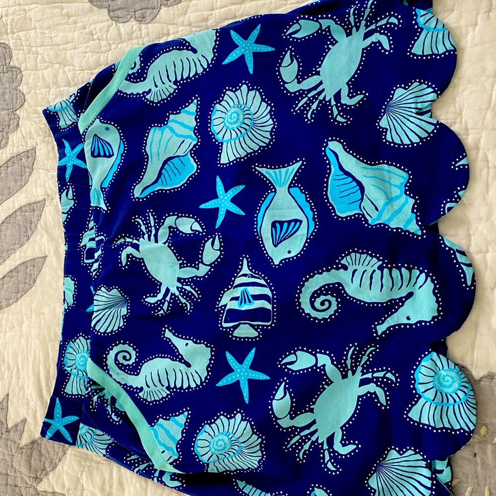 Turquoise and blue seashell skort